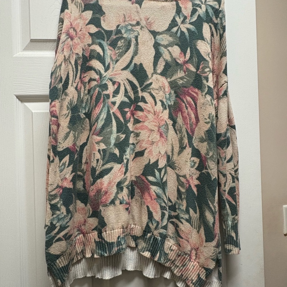 Show Me Your MuMu Floral Cowl Neck Sweater - Pink and Green